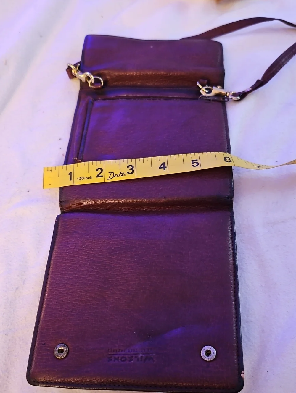 Wilson Purple Brown Leather Wallet Cross Body Purse
